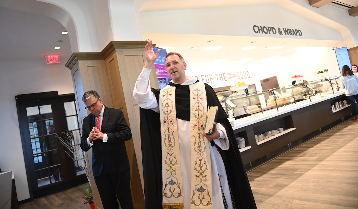  Rev. Aquinas Guilbeau, O.P. blesses Garvey Hall