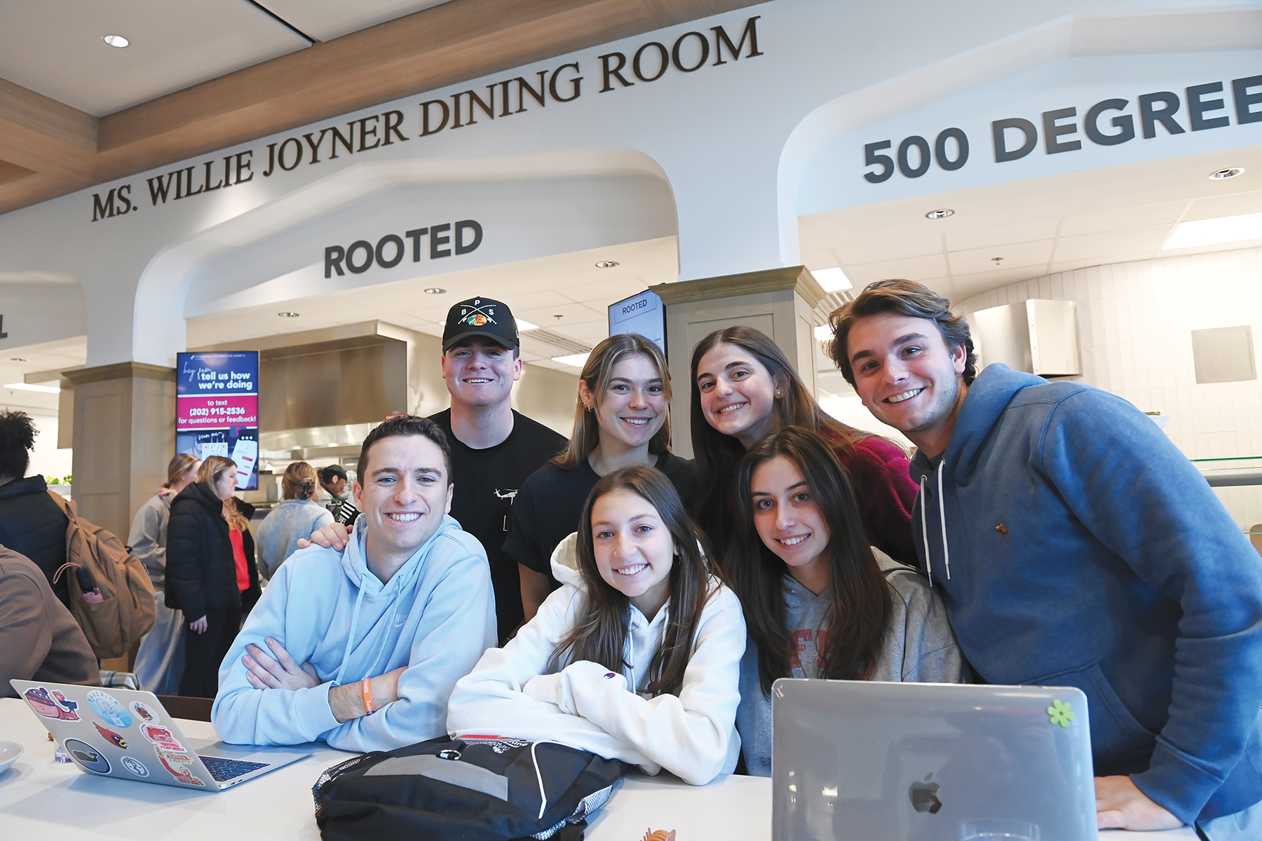 Students gather to enjoy the new Garvey Hall.