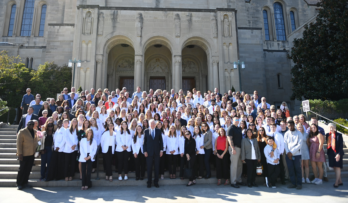 Nursing students gathered after the Oct. 13 ceremony.