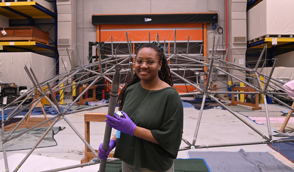 Architecture&#160;and net zero design&#160;student Adero Brooks is helping to reconstruct&#160;the first full-scale geodesic dome&#160;erected in North America, thanks to a University partnership with the Smithsonian Institution.