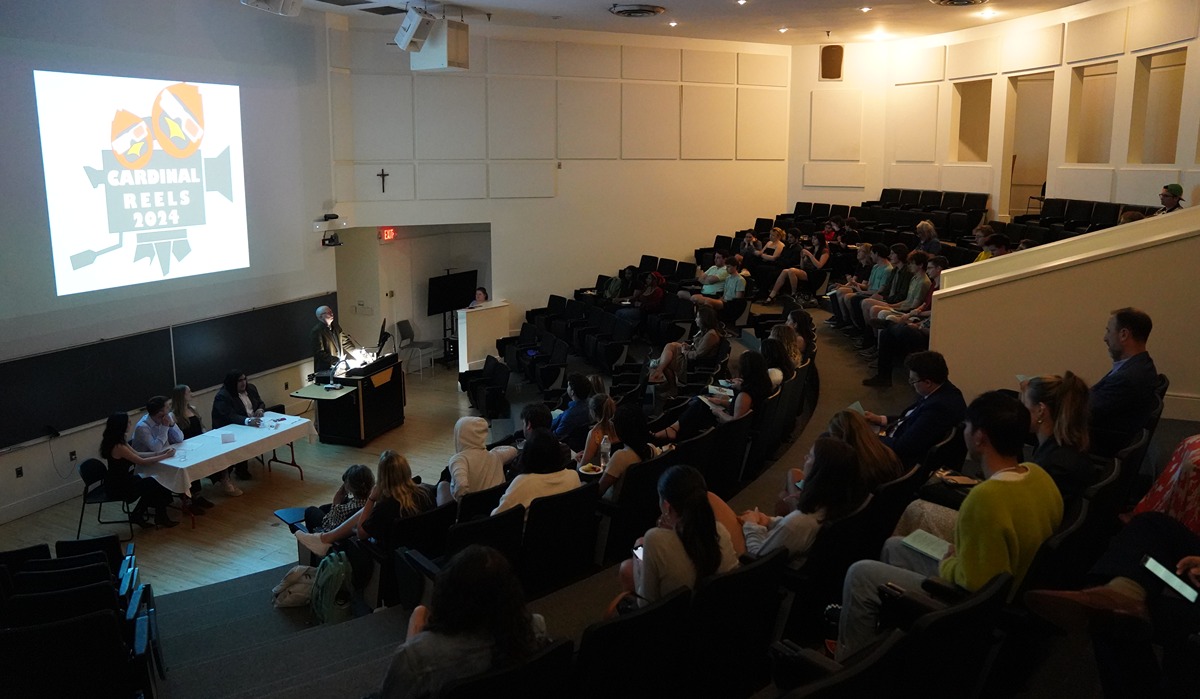 Students fill Koubek Auditorium to view student productions