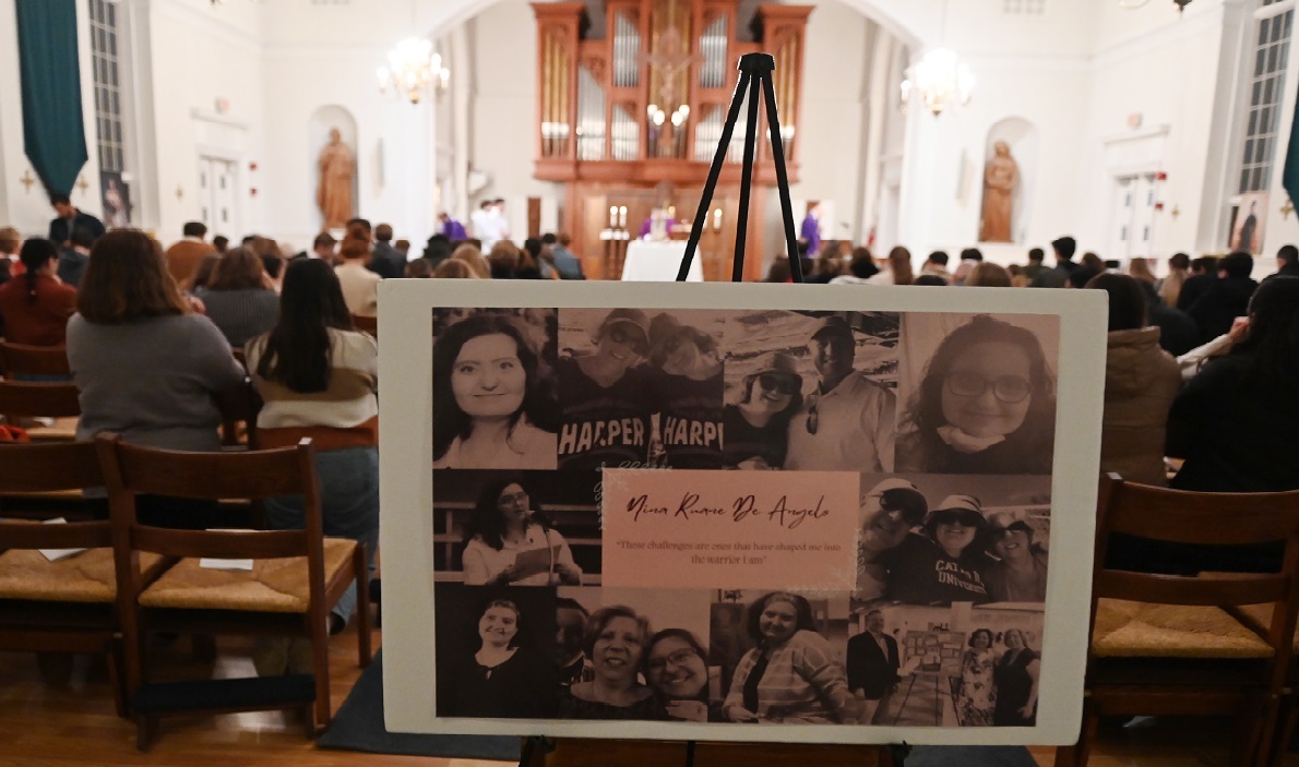 The campus community gathered at St. Vincent de Paul Chapel Tuesday to continue to remember in prayer the life of theology junior Nina De Angelo, who recently passed away of complications from long-lasting health issues.