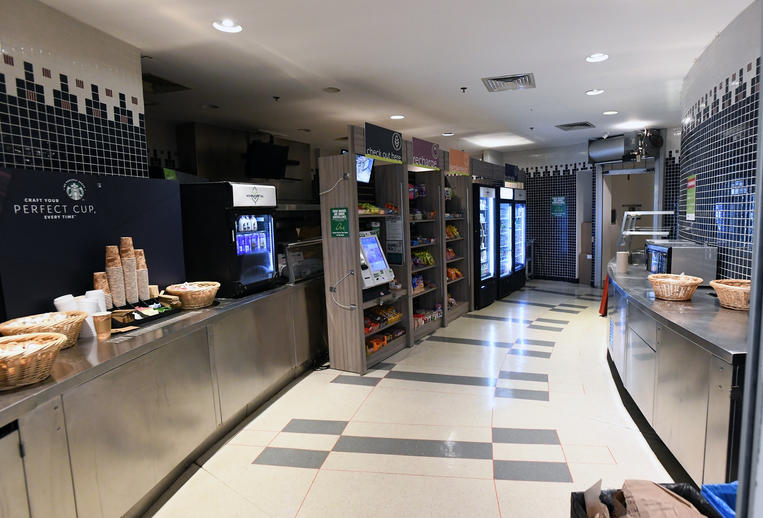 interior of the law school market, which is a self-serve convenience-style shop filled with snacks