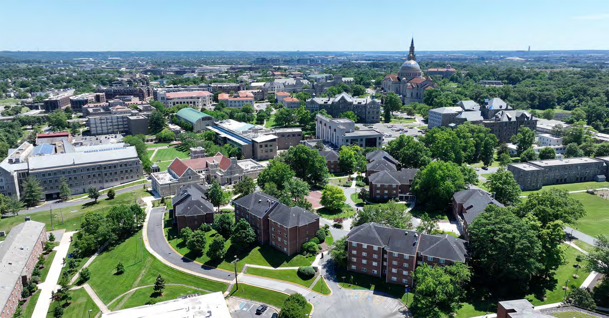 Aerial shot of CUA campus