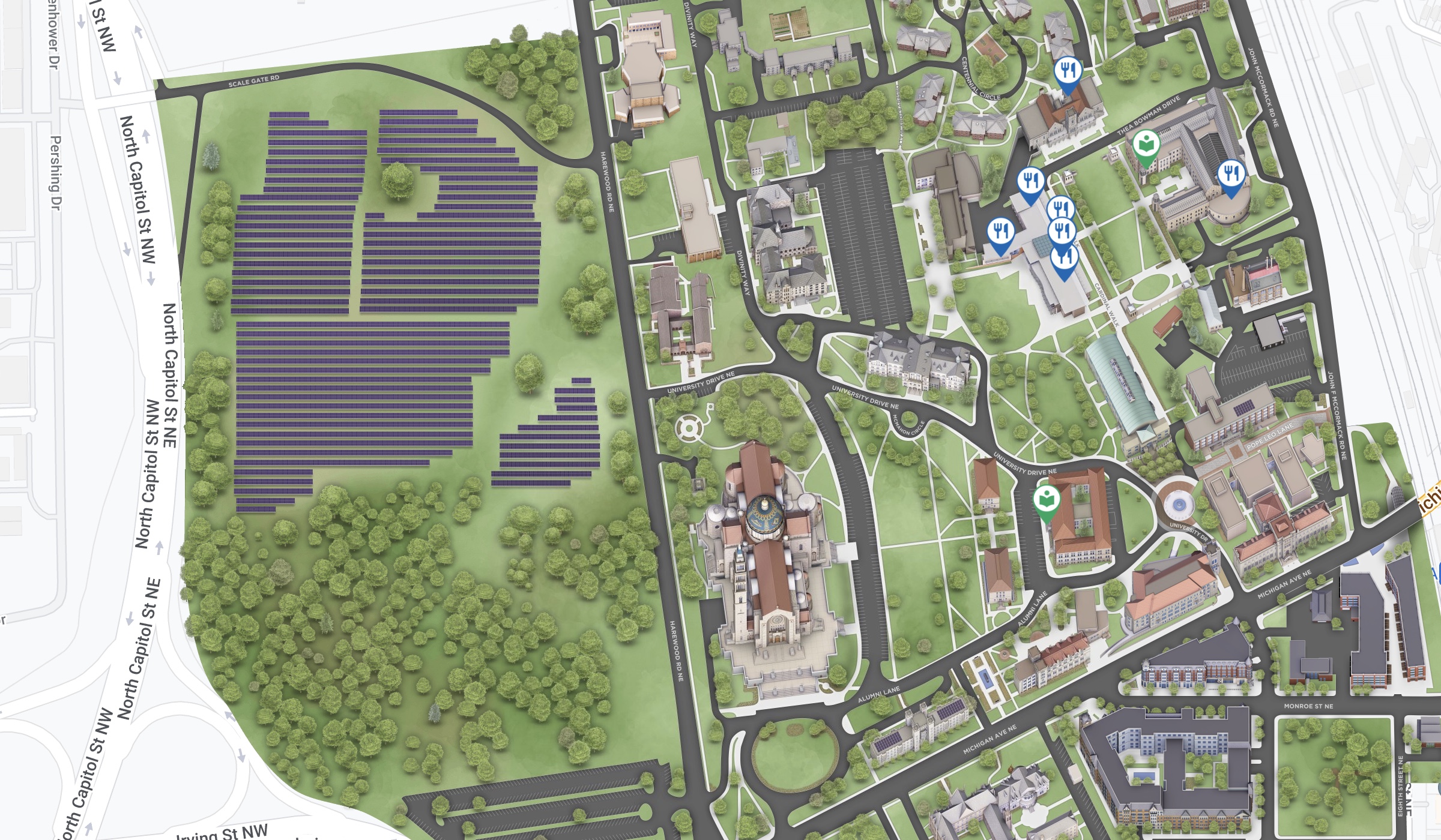 screenshot of the interactive campus map