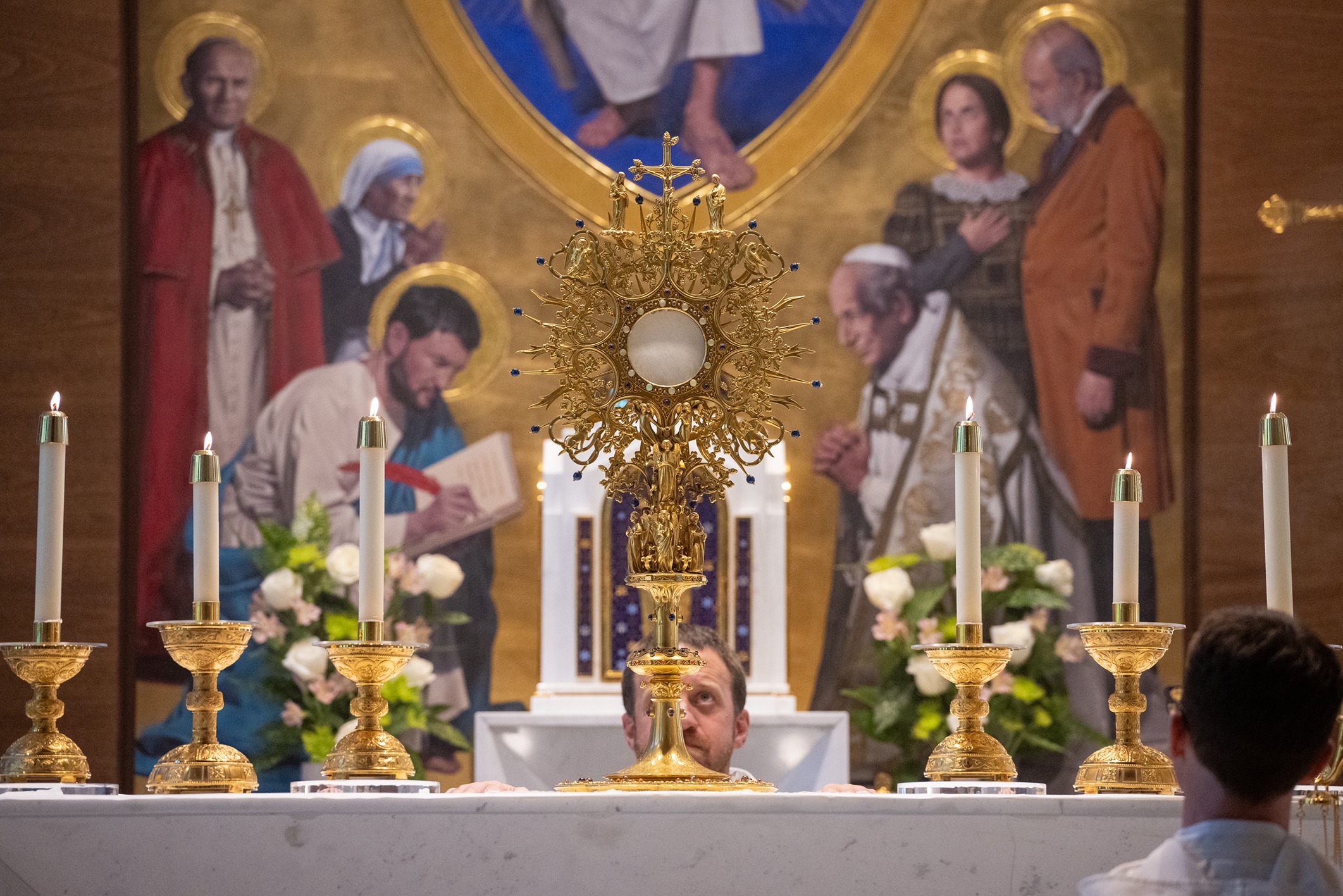 Eucharist exposed in a monstrance for adoration