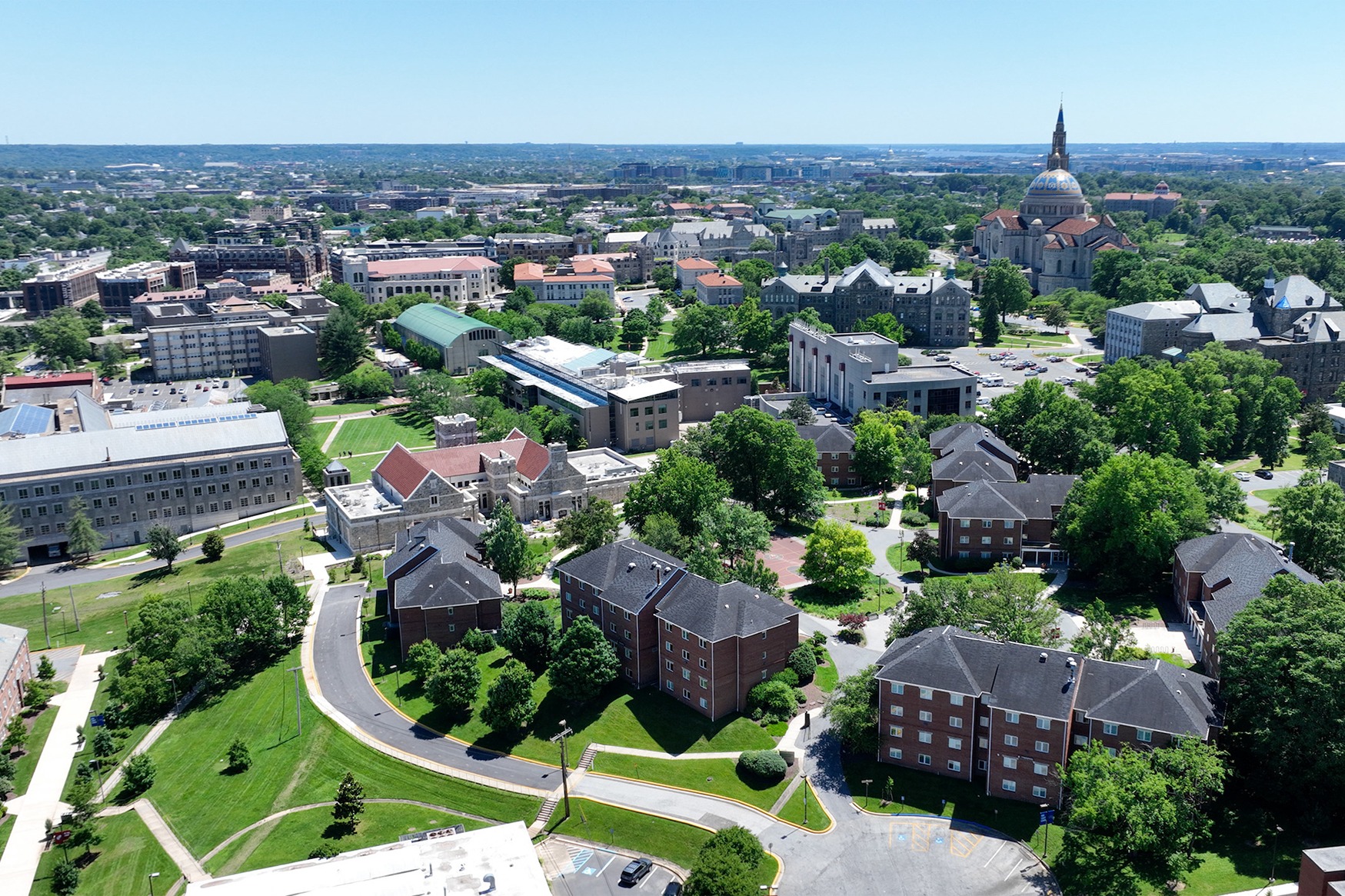 aerial shot of campus