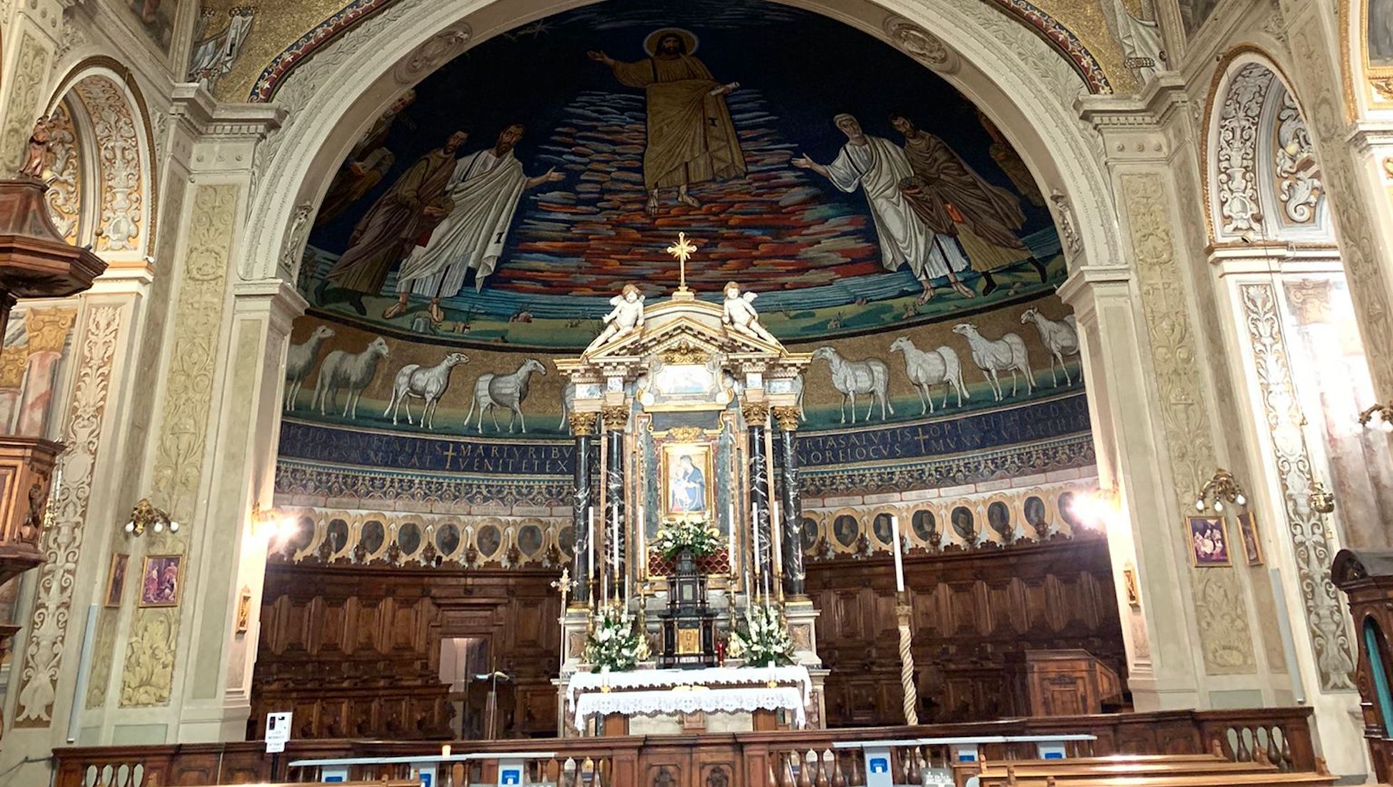 altar and tabernacle in an ornate church in Rome