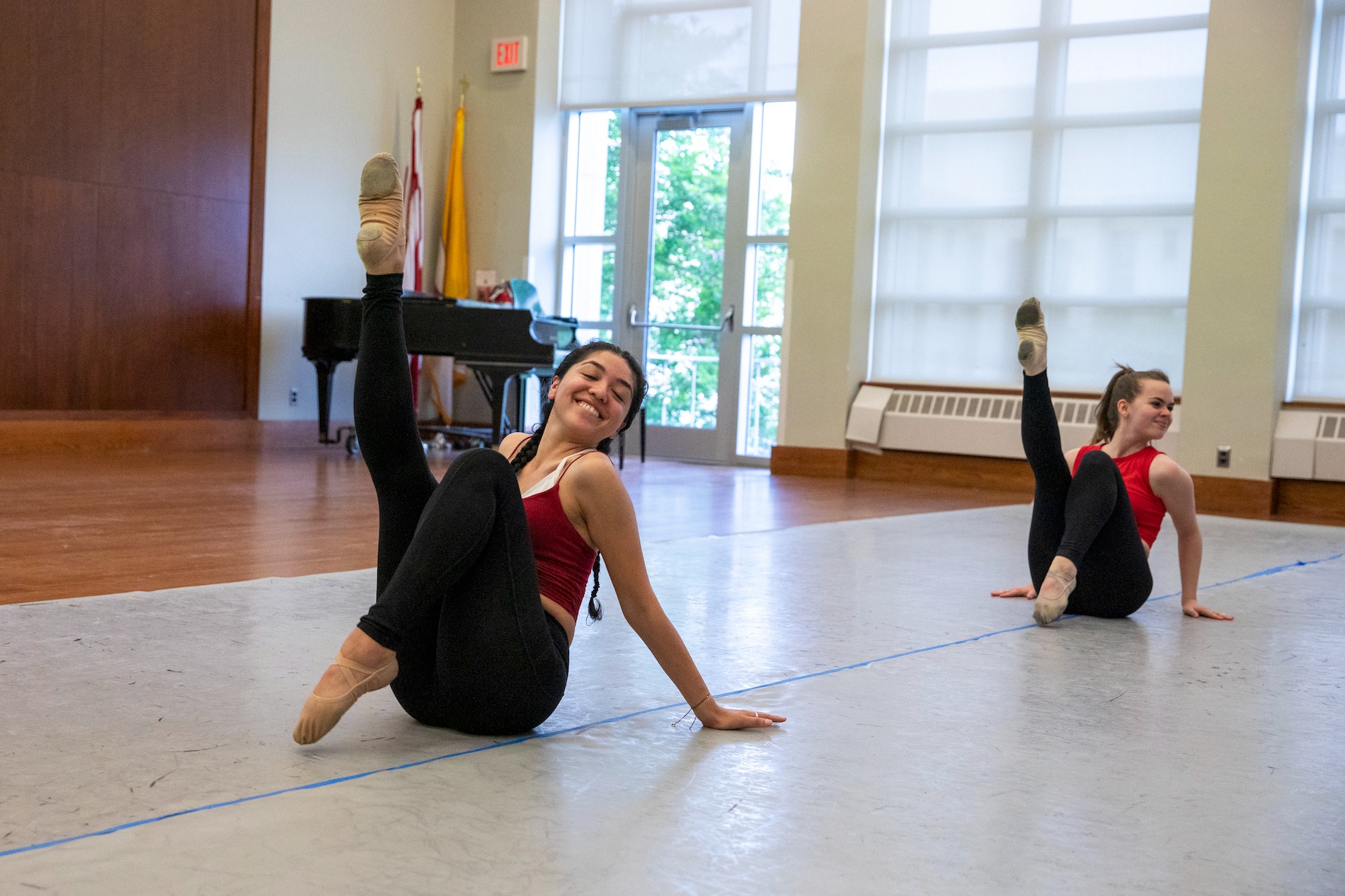 students on the cua dance team performing a dance