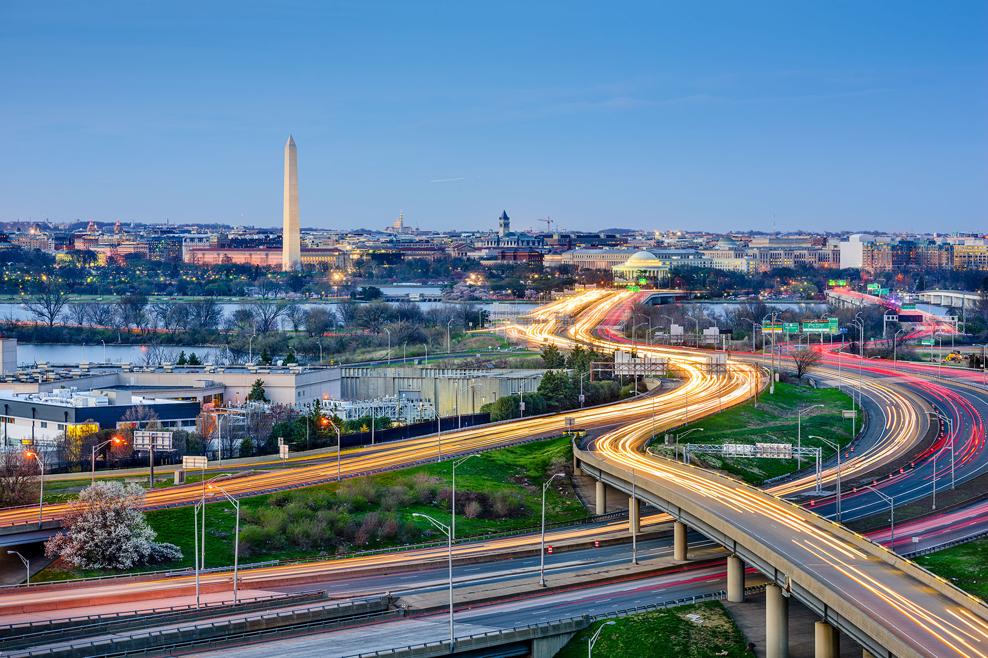 A cityscape view of Washington DC