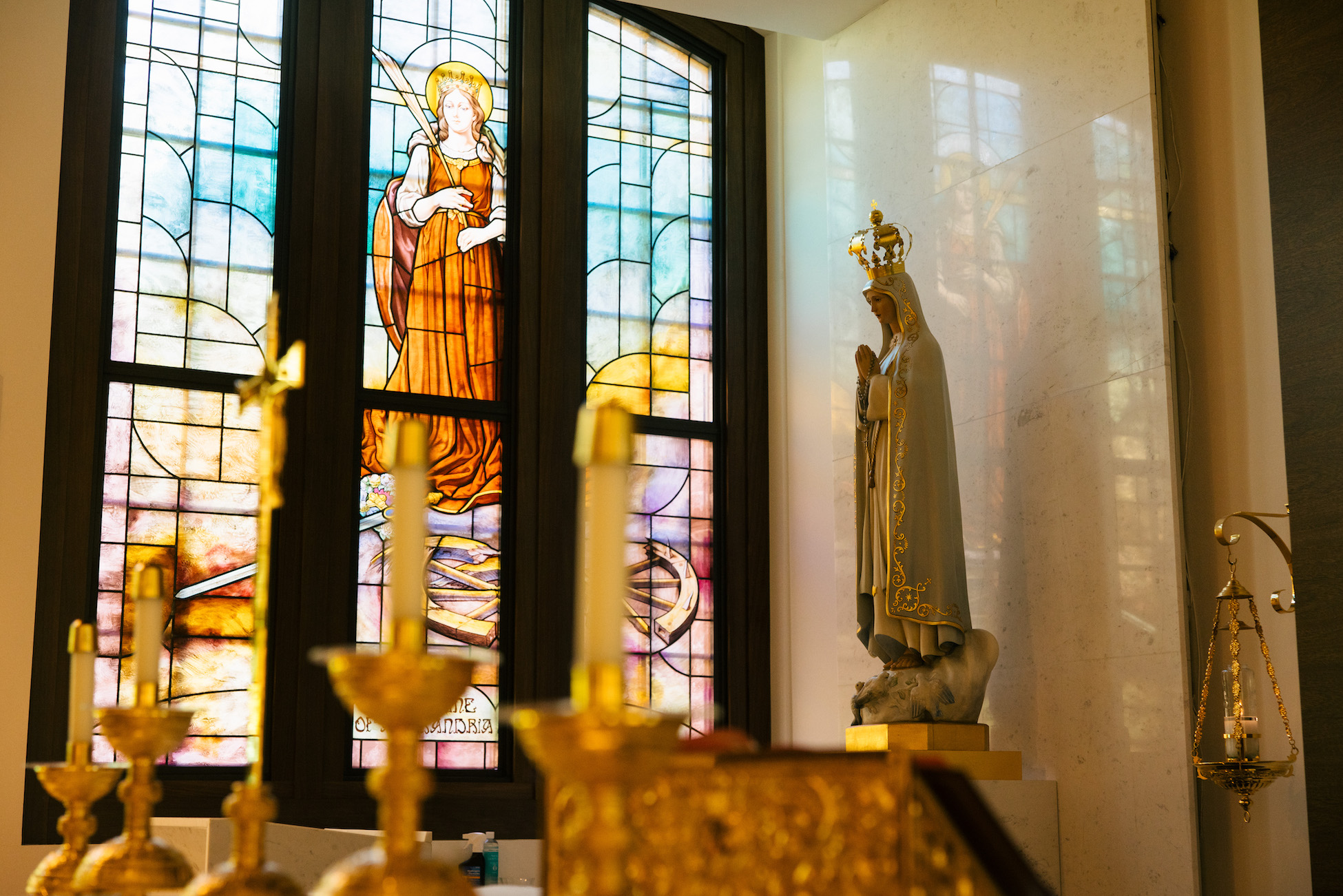 Beautiful Mary statue in a chapel