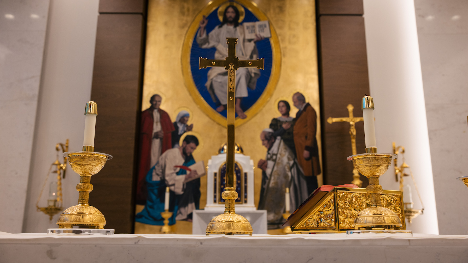 altar and tabernacle in the St. Michael the Archangel chapel on campus