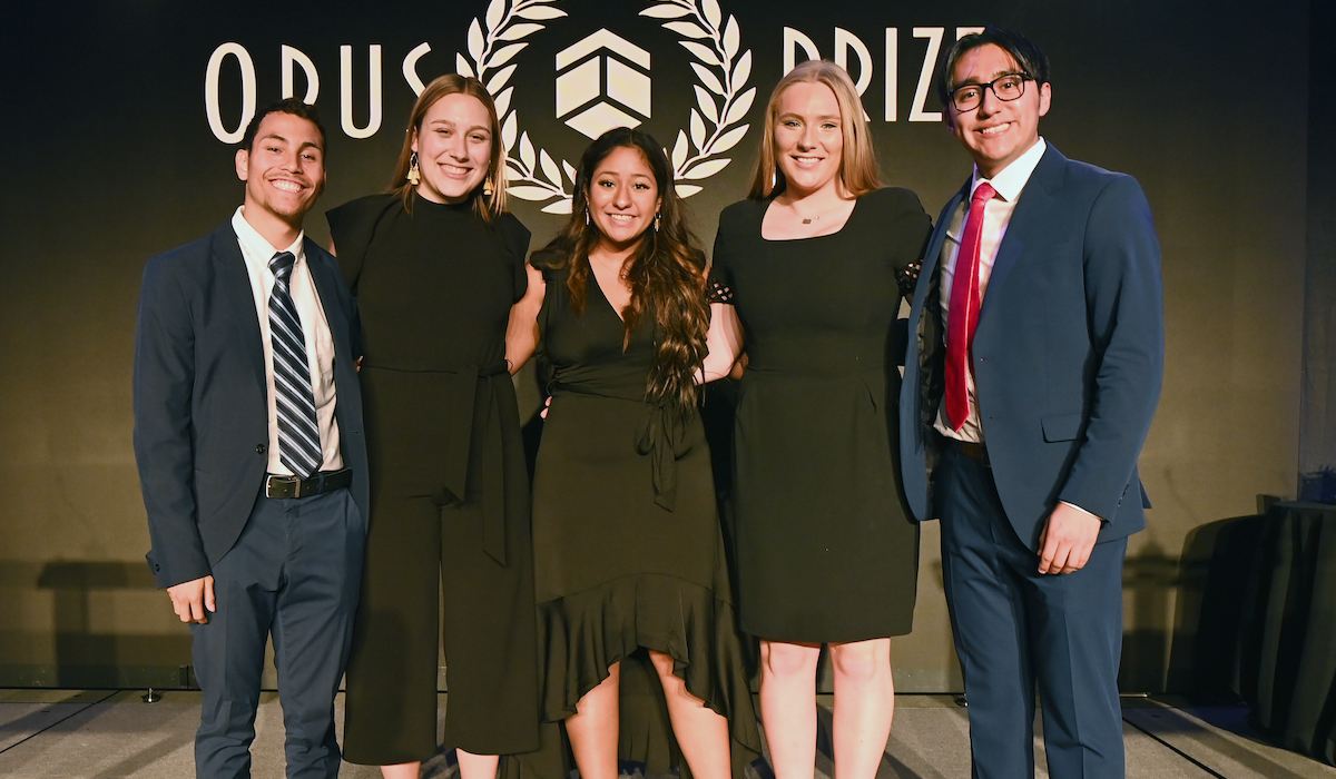 Luis Garcia Abundis is standing with four other winners of the Opus Prize.