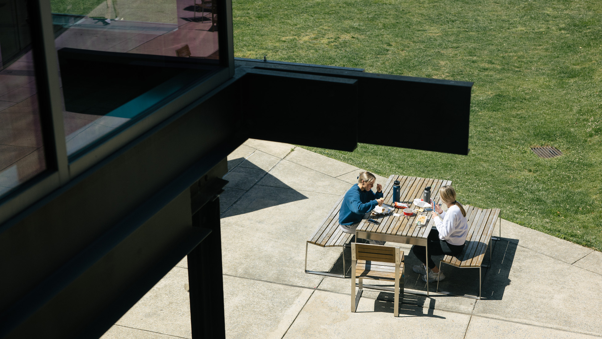 students doing school work outside