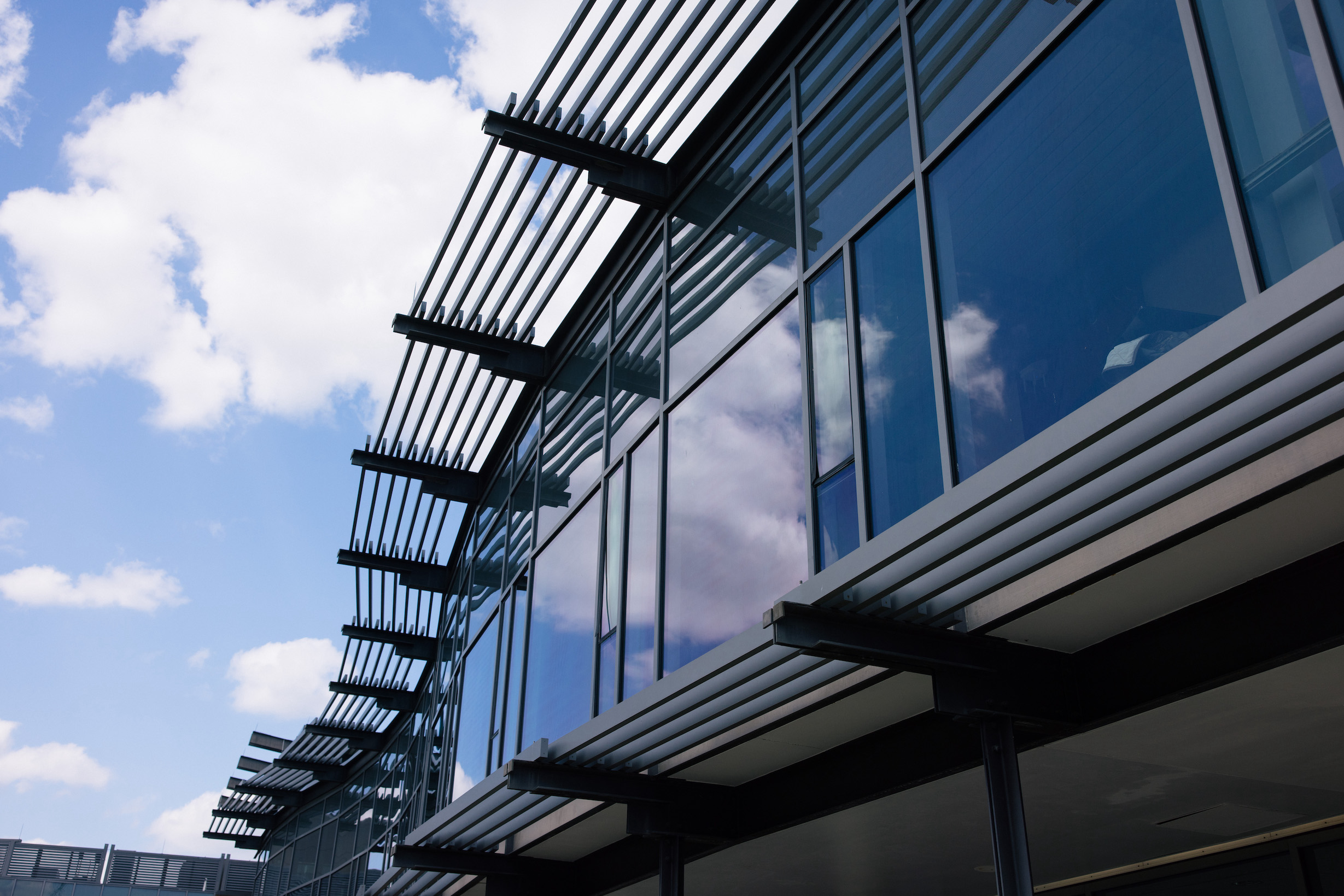 close up view of the top floor of the Pryzbyla Center from the outside