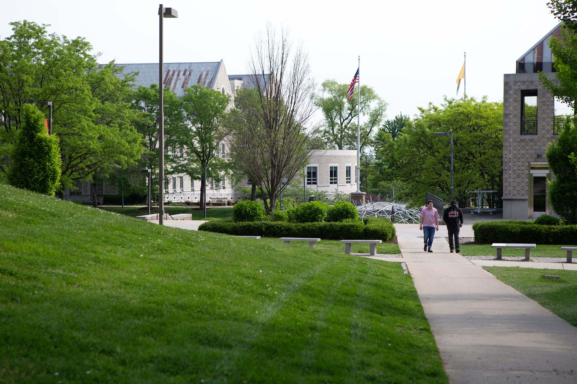 students walking on our lush campus