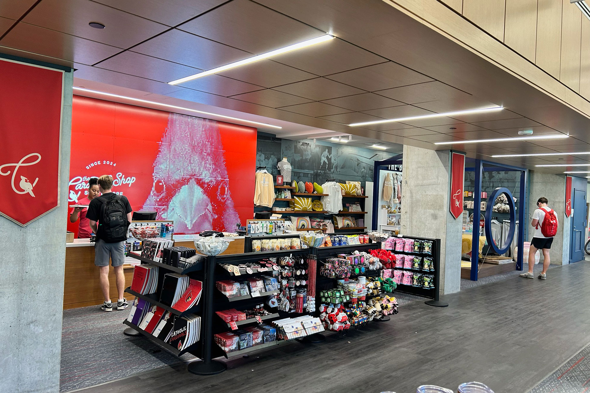 Main checkout display in the Cardinal Shop.