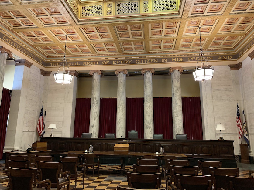 a judicial courtroom