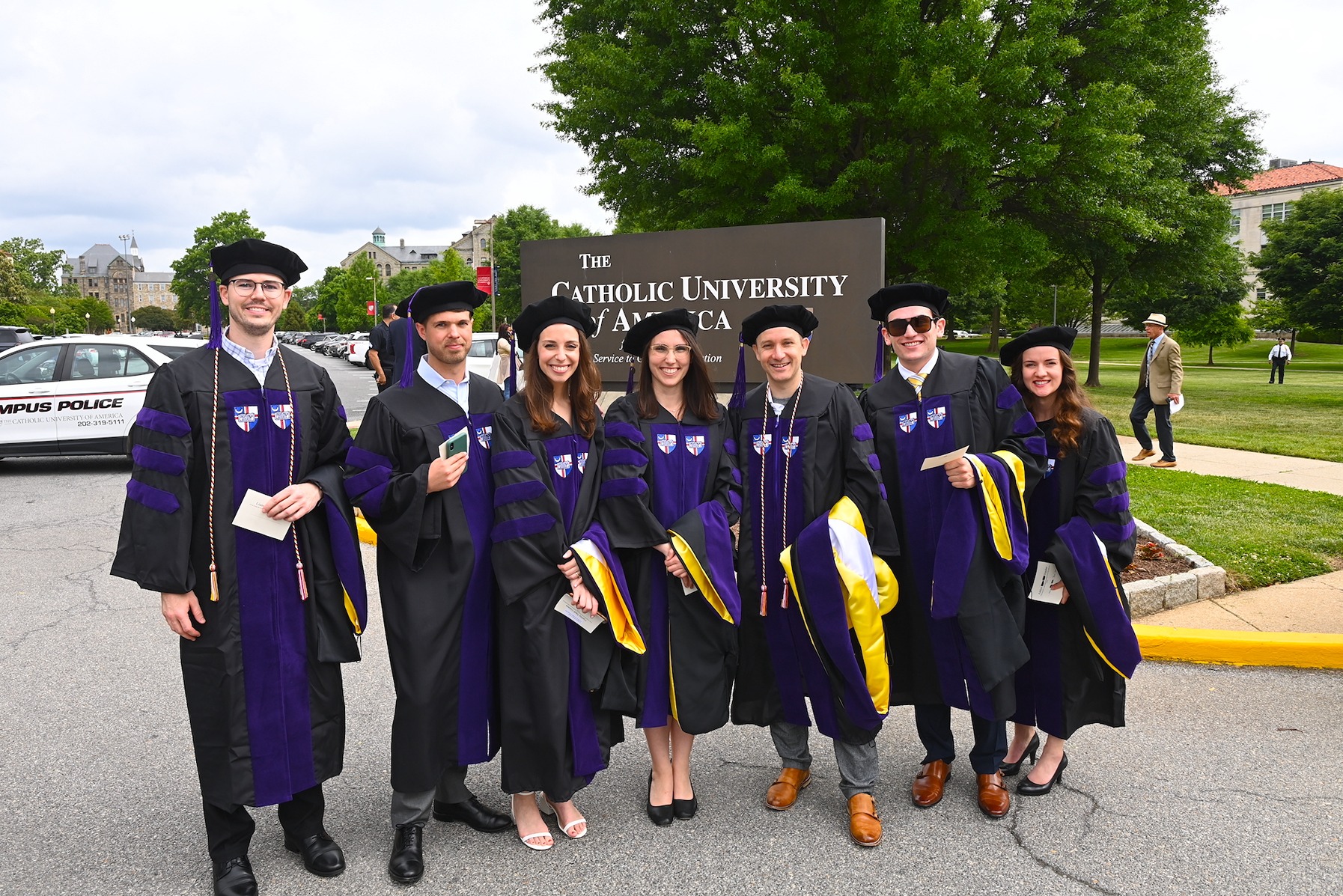 law students dressed in their cap and gown for commencement