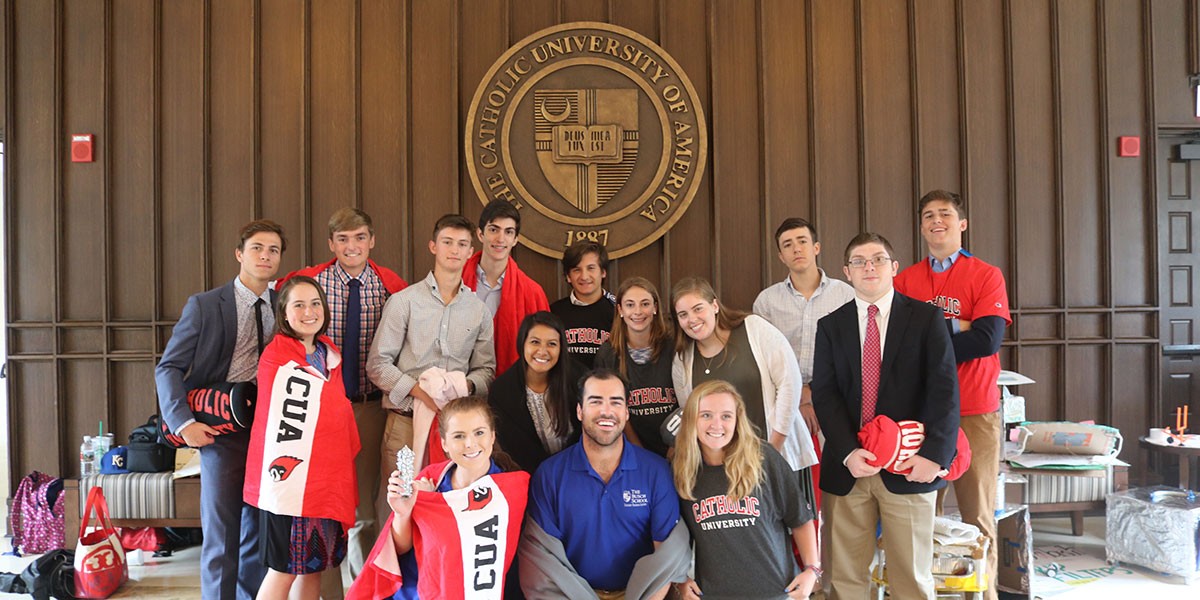 group of students in catholic gear