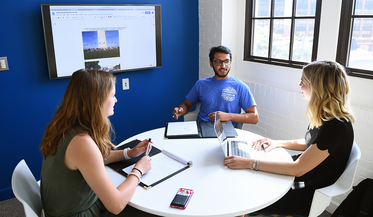 Students at work in the Business School.