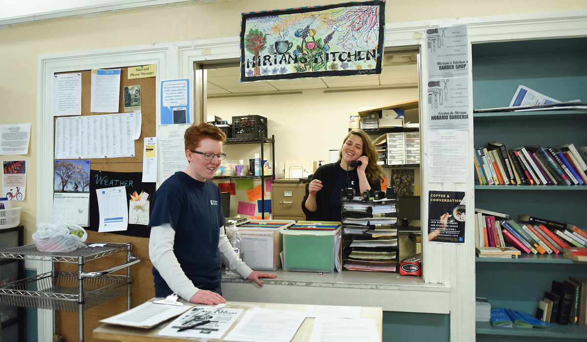 Students volunteering in the National Catholic School of Social Service.