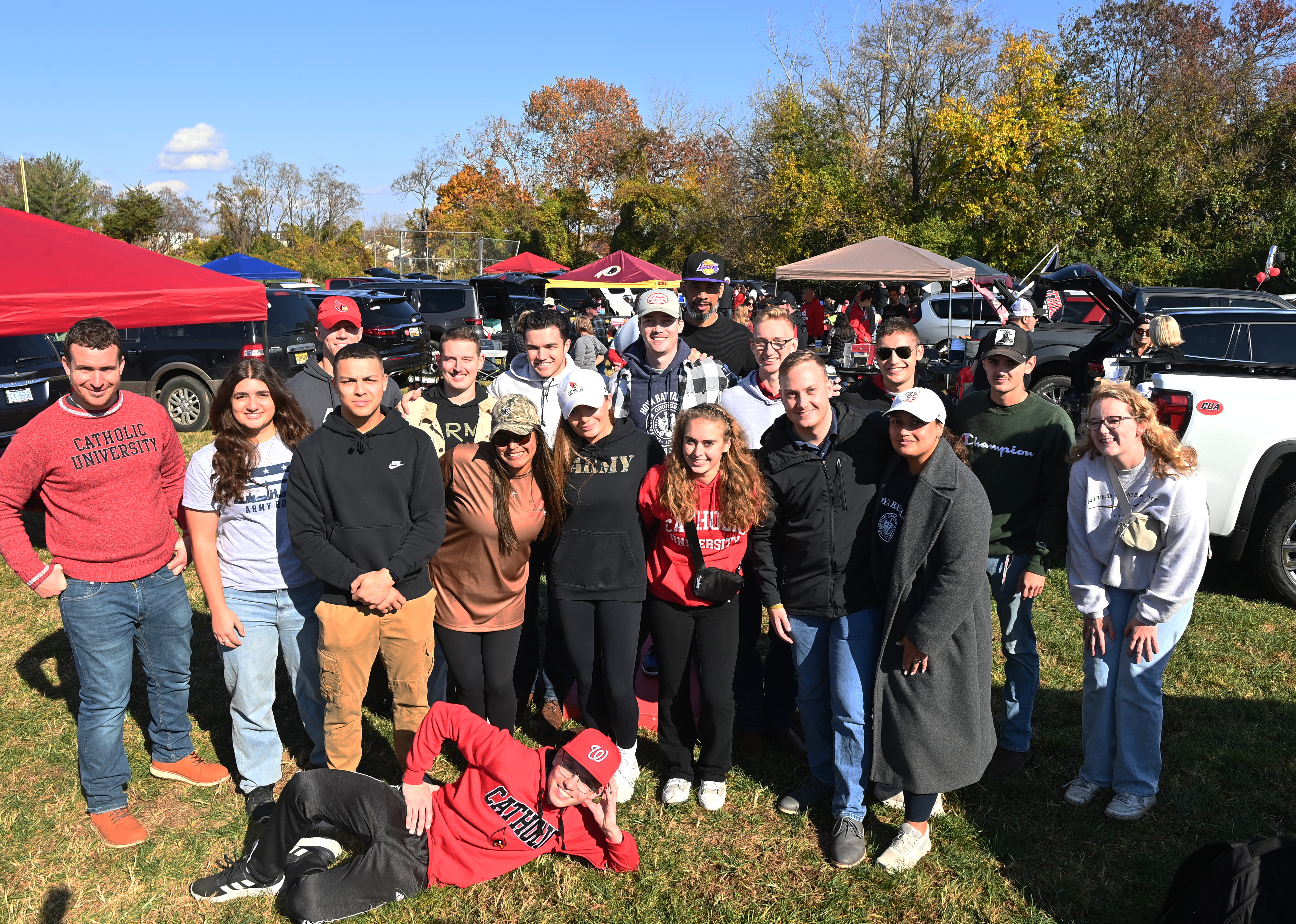 Students at OMVP tailgate, Catholic University