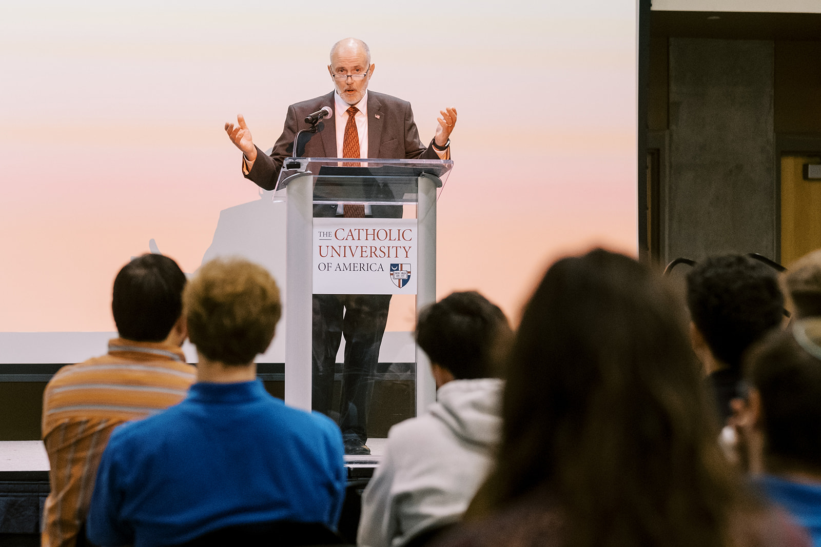 Peter Sonski at student event, Catholic University, Fall 2023