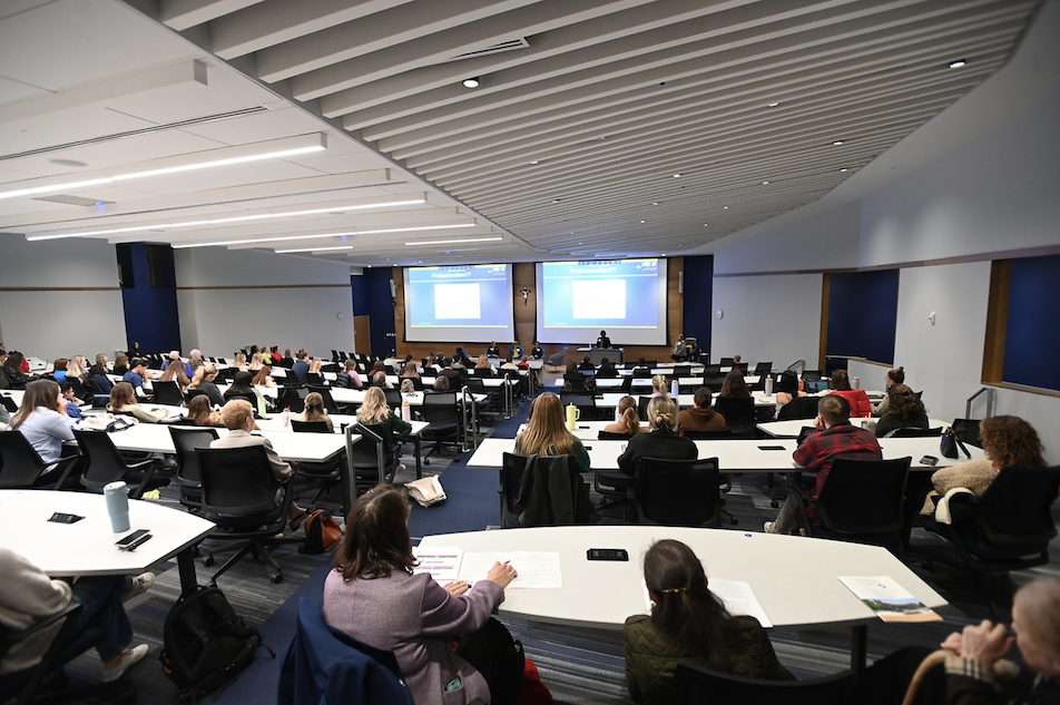 lecture hall filled with students