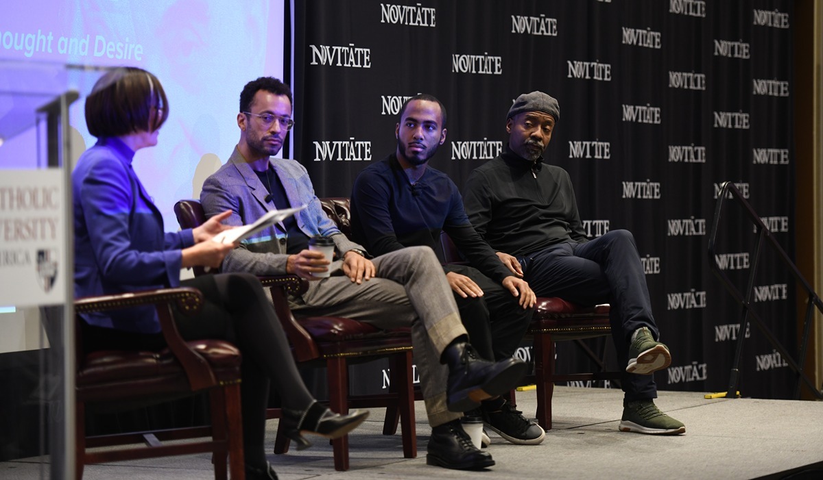 From left to right: Hollis Robbins, Thomas Chatterton Williams, Coleman Hughes, and Lester Spence gather on stage