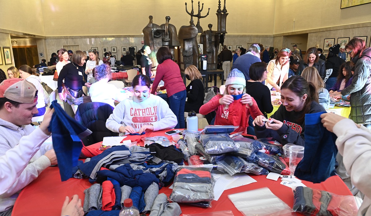 Students working together at a table