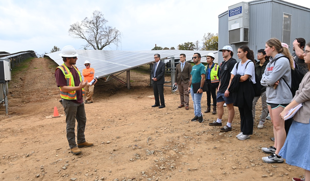 The West Campus solar array will showcase the University's prioritization of sustainability projects. (Catholic University/Patrick G. Ryan)