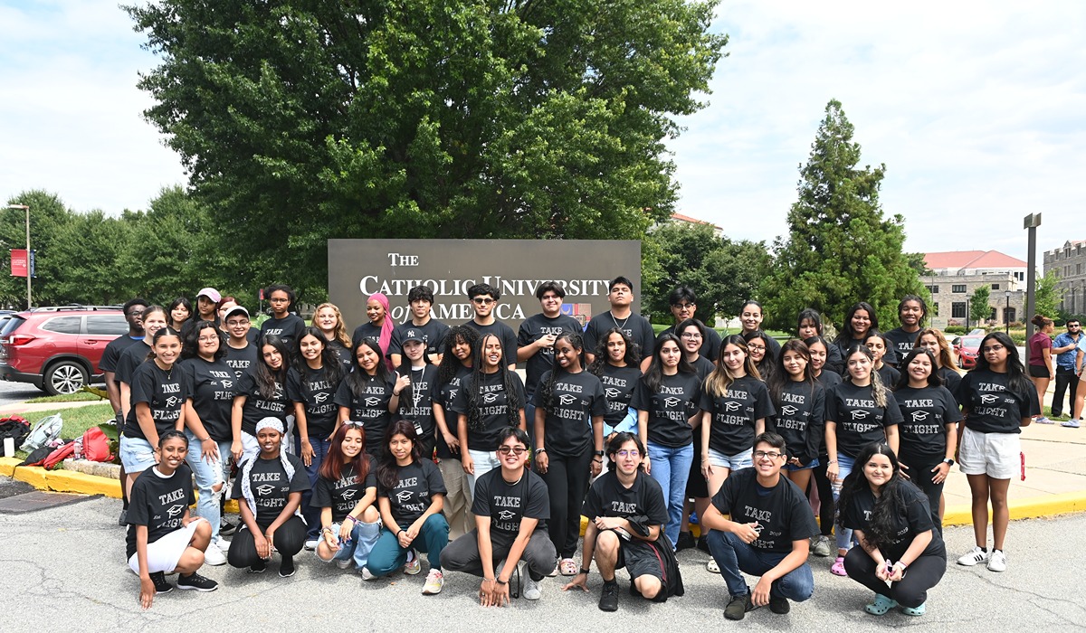 New students posing together as a group