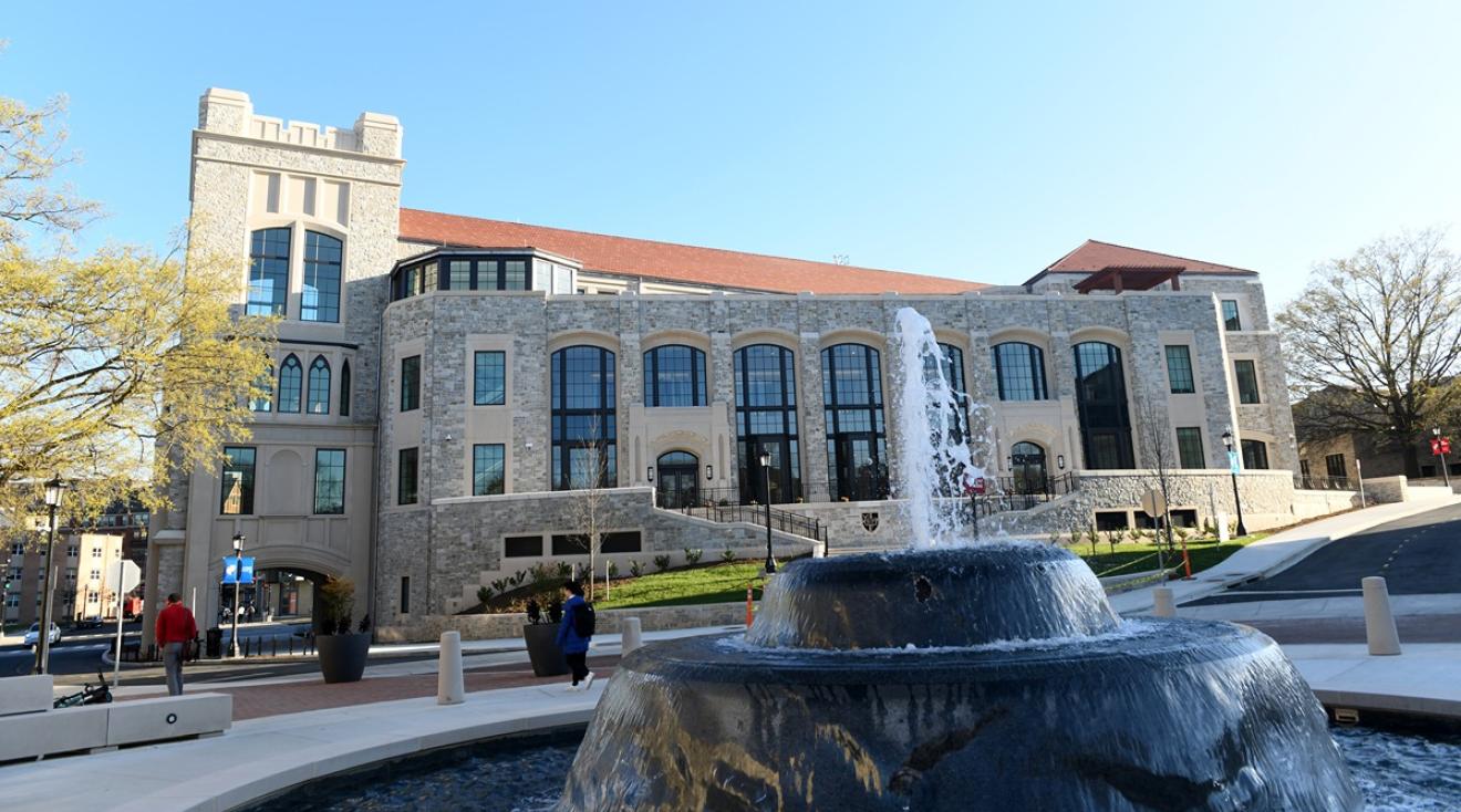 Nursing school building from the fountain square.